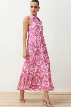 Vestido largo cuello camisero