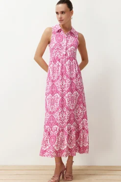 Vestido largo cuello camisero