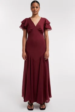 Vestido largo cuello pico