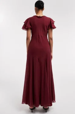 Vestido largo cuello pico