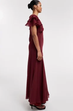 Vestido largo cuello pico