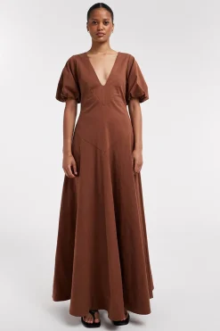 Vestido largo mangas globo