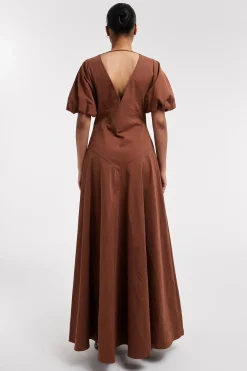 Vestido largo mangas globo