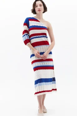 Vestido midi asim&eacute;trico