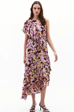 Vestido midi asim&eacute;trico