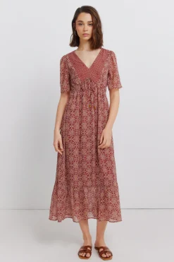 Vestido midi cenefa escote