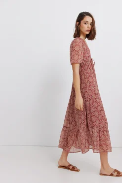 Vestido midi cenefa escote