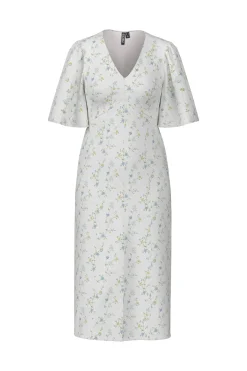 Vestido midi cuello pico