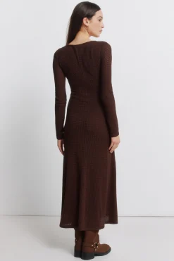 Vestido midi escote abalorio