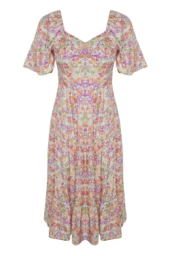 Vestido midi escote coraz&oacute;n