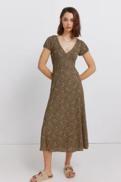 Vestido midi estampado cenefas