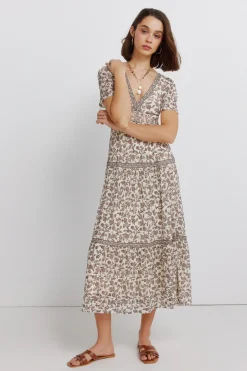 Vestido midi estampado cenefas