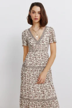 Vestido midi estampado cenefas