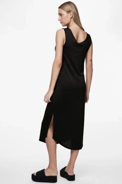 Vestido midi fluido con lurex