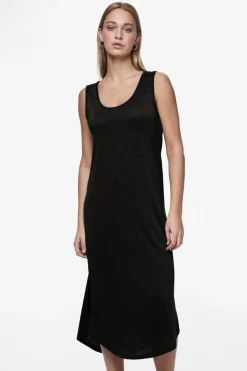 Vestido midi fluido con lurex