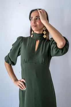 Vestido midi frunces