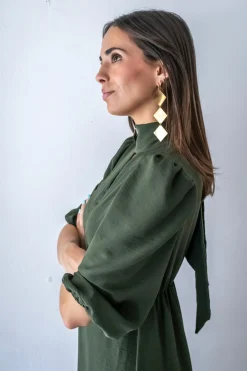 Vestido midi frunces