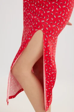 Vestido midi manga corta