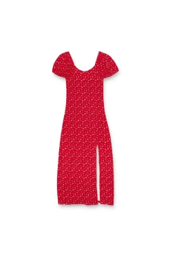 Vestido midi manga corta