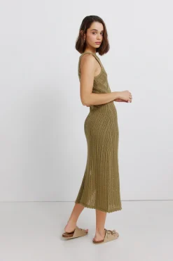 Vestido midi pointelle