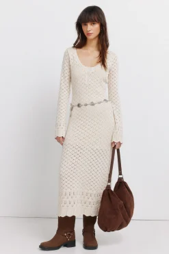 Vestido midi punto pointelle