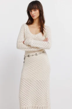 Vestido midi punto pointelle
