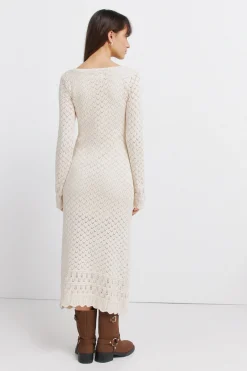 Vestido midi punto pointelle
