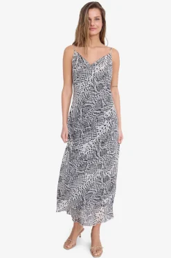 Vestido midi tirantes animal print