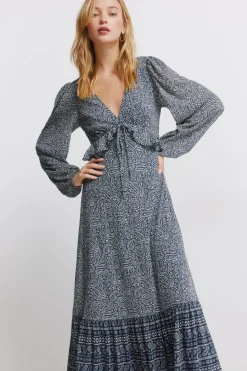 Vestido midi volante cintura