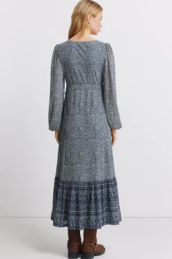 Vestido midi volante cintura