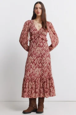 Vestido midi volante cintura