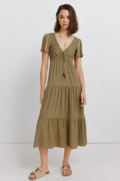 Vestido midi volantes