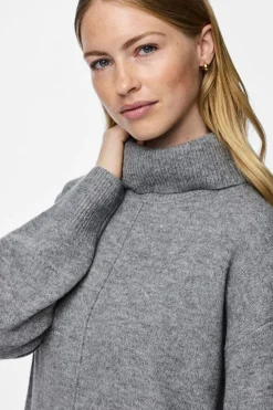 Vestido punto midi cuello alto