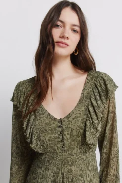 Vestido verde estampado