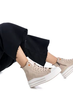 Zapatilla botín de mujer beige